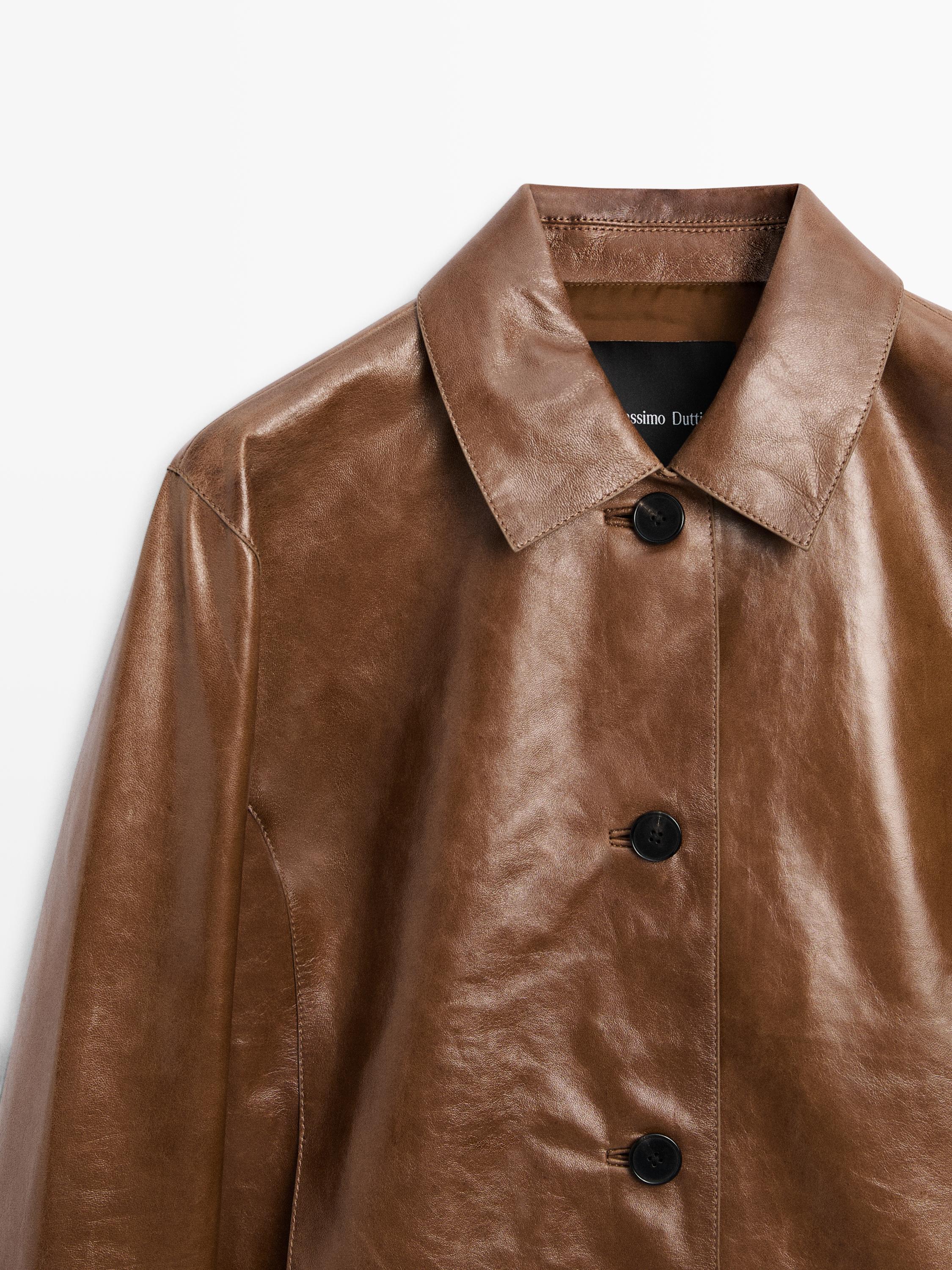 Cropped nappa leather jacket
